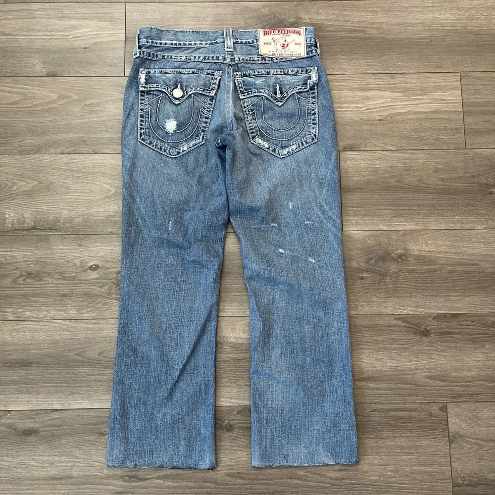 True Religion Jeans Billy Big T Mens 34x30 Blue Denim Distressed Style